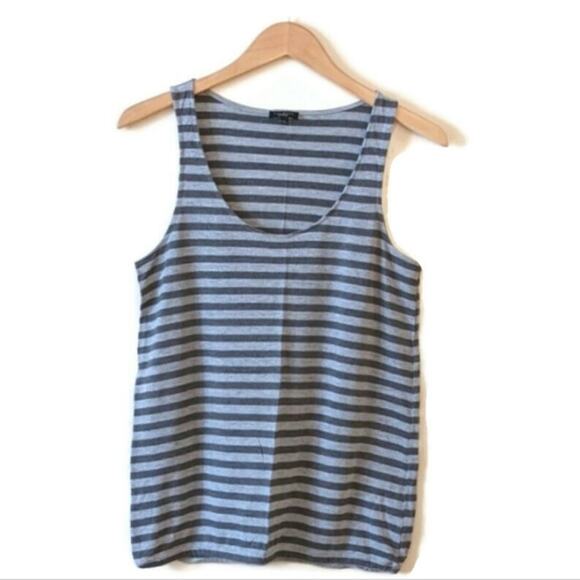 Talbots Gray Stripe Sleeveless Top Scoop Neck Workwear Casual Classic S - Picture 1 of 9